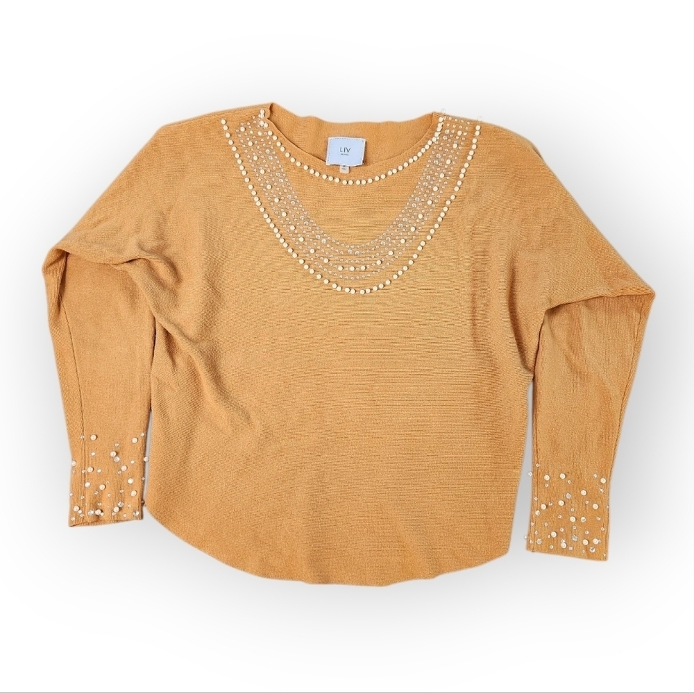 Liv Milano Emblellished Burnt Orange Medium Sweater